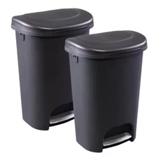 13 Gal. Black Step-On Trash Can (2-Pack)