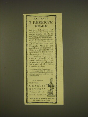 1955 Charles Rattray's 7 Reserve Tobacco Ad - Rattray's 7 Reserve tobacco