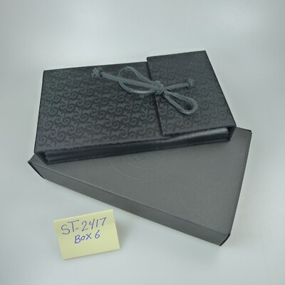 Alfieri & St. John Black Leatherette & Fabric Pendant & Necklace Jewelry Box