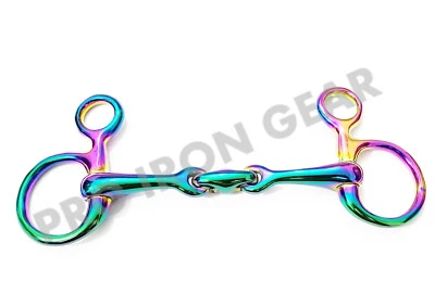 PRO IRON GEAR RAINBOW HANGING CHEEK LOZENGE BAUCHER HORSE BIT WITH OVAL LINK STAINLESS STEEL
