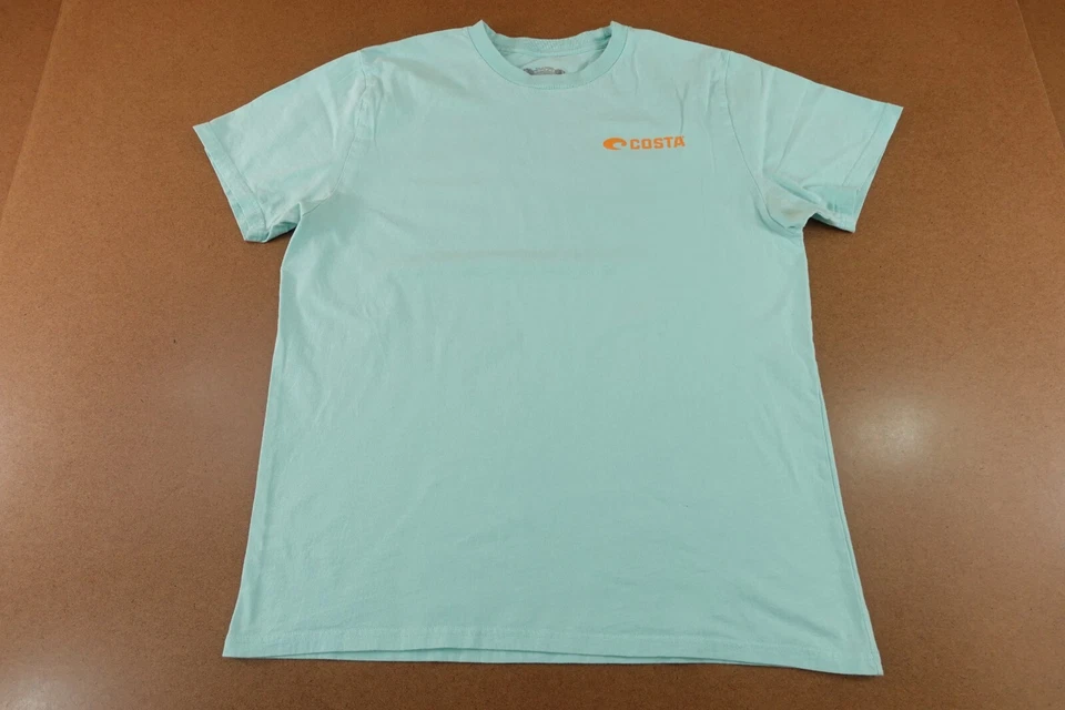 COSTA Mens Size XL Aqua Blue Cotton Short Sleeve Crew Neck Graphic T-Shirt - Image 3 of 4