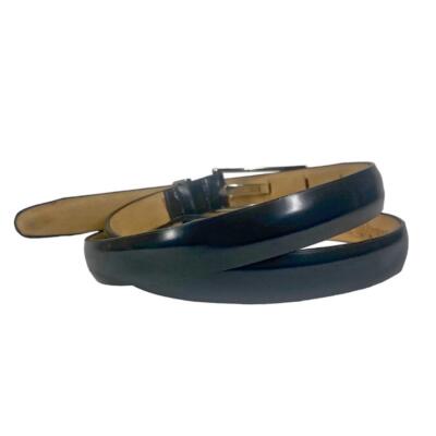 NEW CALVIN KLEIN Sz. L Italian Calfskin Skinny Belt Navy 