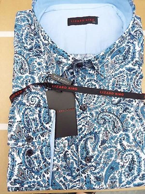 Mod Look LIZARD KING Chemise Manches Longues Cachemire Bleu 2XL 3XL 4XL 5XL 6XL - Photo 1/2