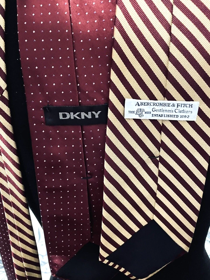 Corbatas ejecutivas 100 % seda Donna Karan NY Dots & Abercrombie Fitch rayas EE. UU. Foto 3 de 4