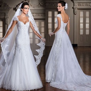Long Mermaid Lace Wedding Dress Slim Fit Sleeveless Bridal Gown Image Is Loading Long Mermaid Lace Wedding Dress Slim Fit