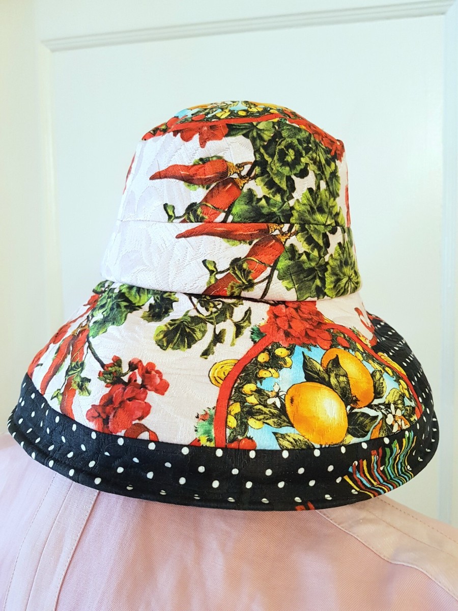 ★Dolce & Gabbana★Carretto コットンブレンドバケットハット NWT $800 Dolce & Gabbana Carretto Print Wide Brim Bucket Hat