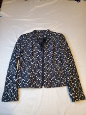 NWT Jones New York Signature Womens Print Cropped Blazer Jacket Size 6 Black
