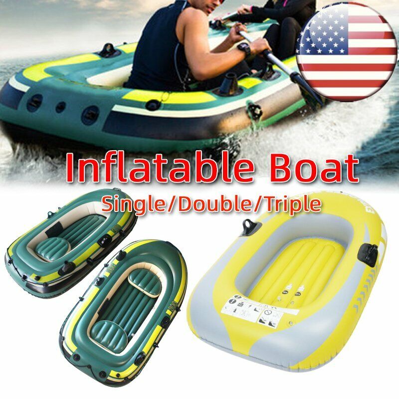 New 1/2/3 Person Inflatable Raft Dinghy Fishing Boat Kayak 250kg Load US