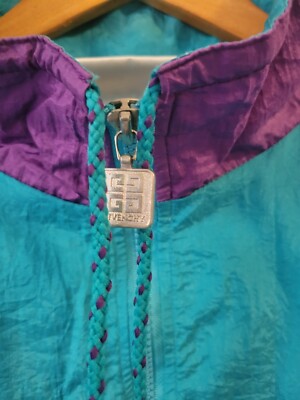Vintage Givenchy Active Mens XL Full Zip Purple And Teal