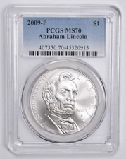 MS70 2009-P Abraham Lincoln Commemorative Dollar PCGS Blue Label