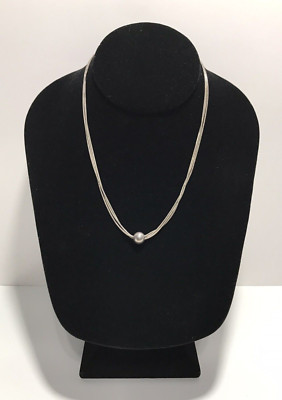 Vintage Italy Sterling Silver 925 Triple Strand Slide Bead Snake Necklace