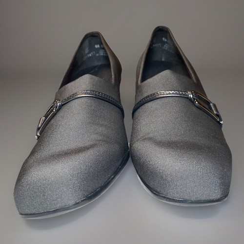 Munro American Cindi Pumps Block Heel Slip On Gray Women's Size 9 Super Slim - Picture 3 of 7