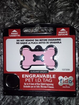 FIDO engravable Pet I.D. Tag - Pink Dogbone 137359