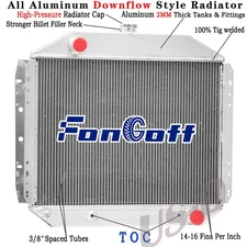 3 Row Radiator Fit 1966-79 Ford F100 F150 F250 F350 Bronco 4.9L Chevy V8 Engine
