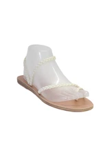 Hebe Athens Womens Braided Persephone Loop T Strap Sandals White Leather Size 37