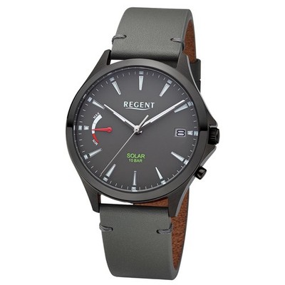 Regent Herren Solaruhr Analog Lederarmband grau URF1551