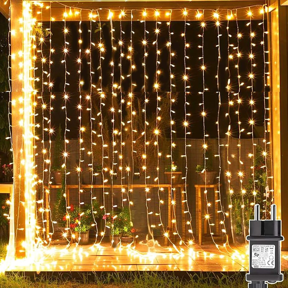 YOWIN Tenda Luminosa Natale 300 LED 3x3M Timer 8 Modalità Esterno Interno Impermeabile