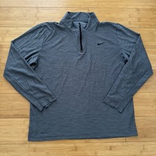 Nike Dri-Fit 1/4 Zip Pullover Fleece Lightweight Running Active Gray Mens Large