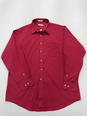 Pierre Cardin Mens Shirt Red Fitted Poplin Button Up 17 38/45 No 1 Condition
