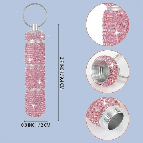 1pc Crystal Pill Storage Box Bling Pill Case Portable Rhinestone Pill Container - Picture 2 of 18