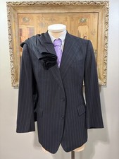 Elegant Polo By Ralph Lauren Italian Wool Super 100's Pinstripe Suit 44 R