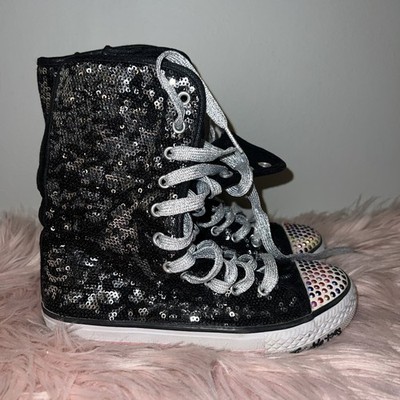 Skechers Girls Twinkle Toes Sparkle High Top Sneakers Shoes Size 1