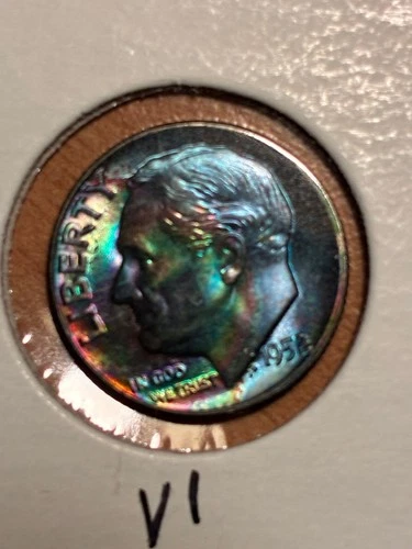 1952 Roosevelt Dime - Incredible toning from old album - $1.99 Shipping