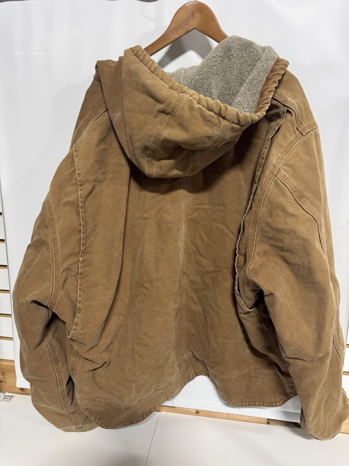 Vintage Carhartt Coat J141 BRN Large Brown Sherpa Lined Hooded RARE 4XL image 7