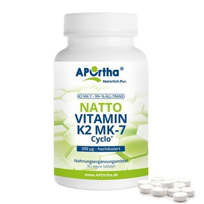 APOrtha Natto Vitamin K2 MK-7 Cyclo  200 µg - 365 vegane Tabletten