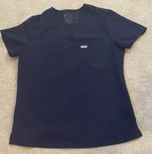 Figs Scrub Shirt Womens S Blue Vneck Short Sleeve Medical Uniform Vneck