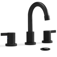 Phiestina 8 Inch 3-Hole Low-Arch 2-Handle Widespread Bathroom Faucet Black