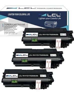 3 Pack TK1172 TK-1172 TK 1172 Toner Cartridge Black 7200 Pgs Kyocera Ink New