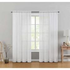 Marjorie Sheer Voile Curtain Panel, 1 Panel, White, 59" W x 84" L