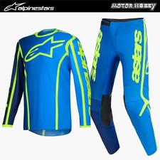 COMPLETO CROSS ENDURO ALPINESTARS FLUID APEX BLU GIALLO FLUO MAGLIA + PANTALONI
