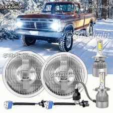 Pair 7 Inch Round Led Hilo Beam Headlights Chrome Fit Ford F100 F150 F250 Truck