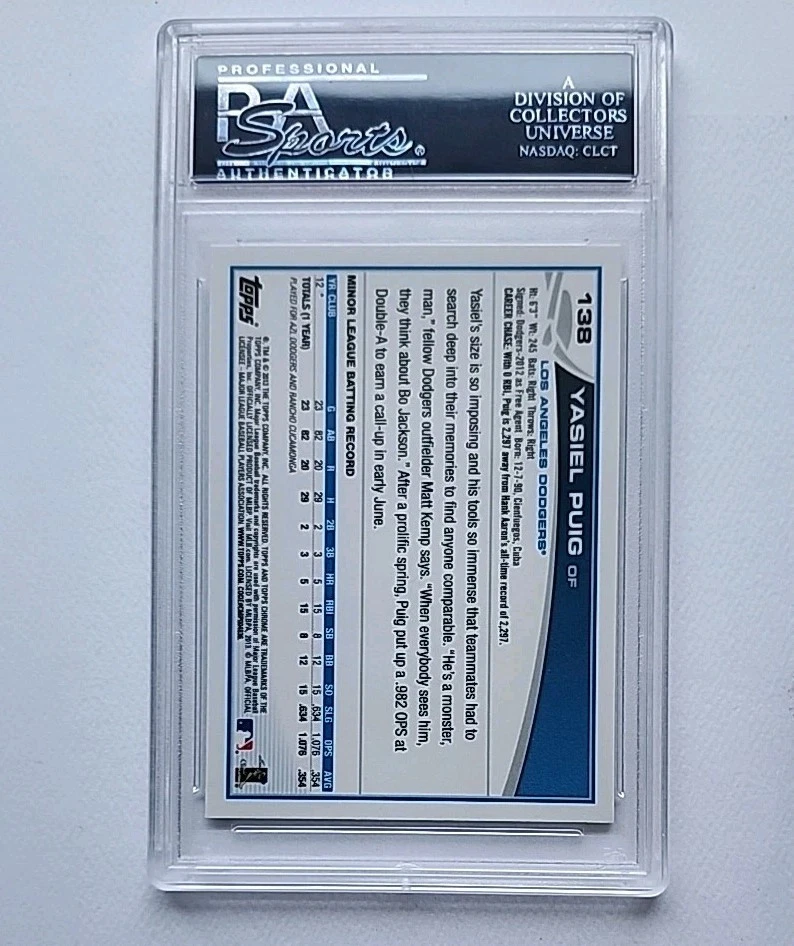 2013 Topps Chrome Yasiel Puig (Running) #138 PSA 10 GEM MT Rookie RC - Image 2 of 2