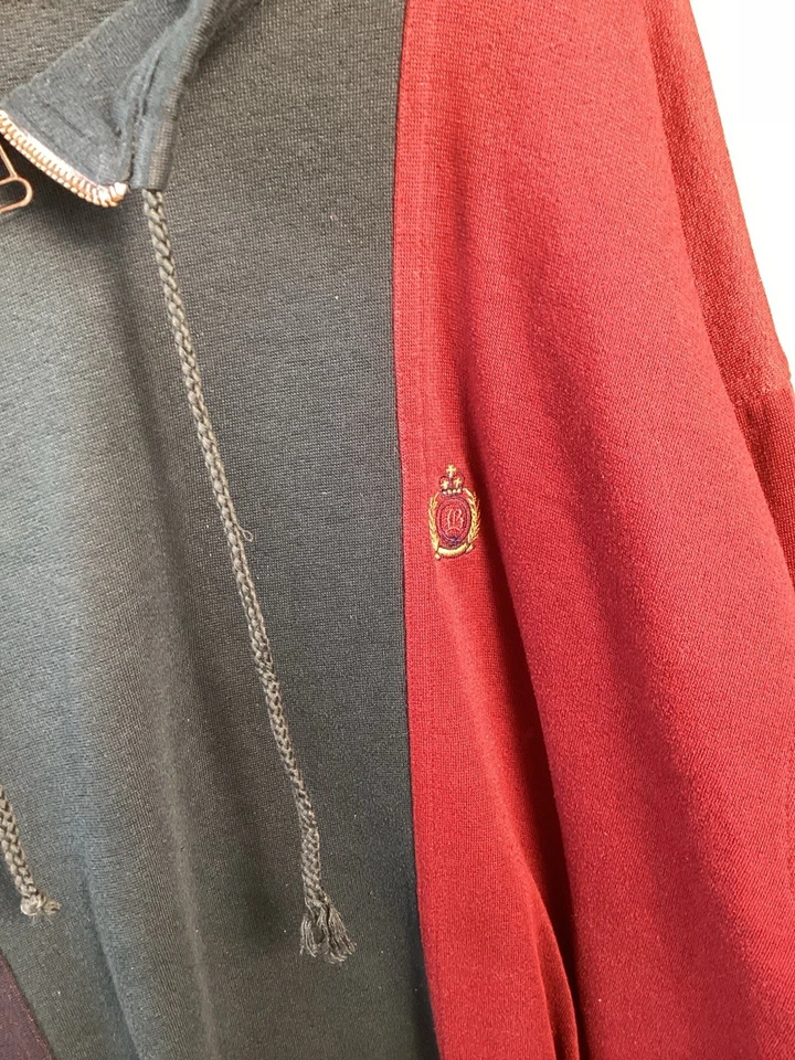 Vintage Bugle Boy Polo Shirt Mens XL Green Navy Colorblock Rugby Long Sleeve 90s - Image 2 of 4