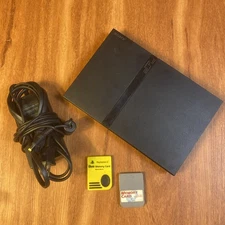 Sony PlayStation 2 Slim PS2 Black SCPH-70001 2 Memory Cards Power Only Working