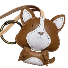 Corgi Dog Keychain Bag Charm Vegan Leather NEW with Tags Stocking Stuffer Gift
