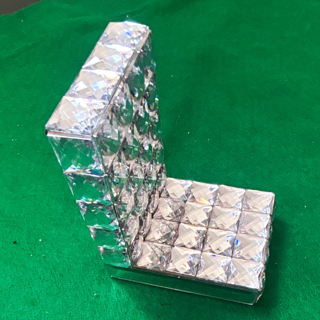 Vintage Bling Bookend Jewel Geometric L-Shaped Bookend w/ Black Velvet Base