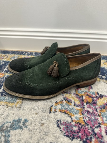 Tommy Hilfiger Green Suede Leather Brogues Loafers Heather 5B Eu 37 Womens 