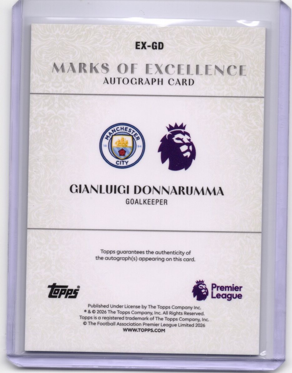 2026-27 Topps Flagship Premier League Gianluigi Donnarumma Auto  Gold /50 view 2