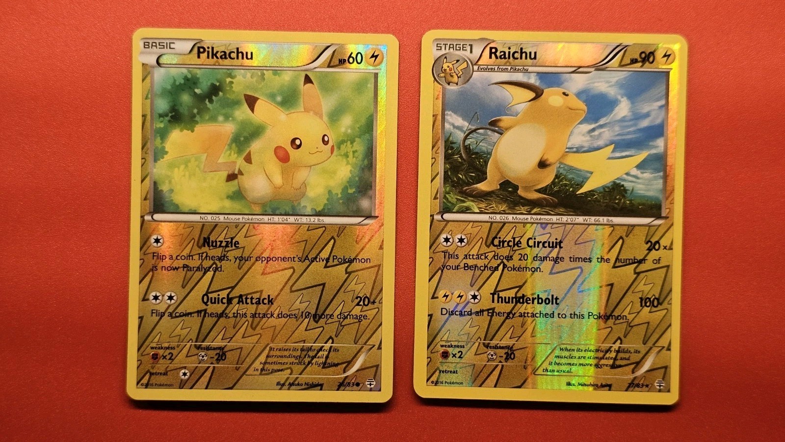 Pokemon Pikachu Generations 26/83 Raichu 27/83 Reverse Holo LP +