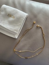 Dior Petit CD Double Necklace Gold-Finish Metal and Crystal WITH DUST BAG