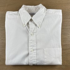 Brooks Brothers Mens L 16-33 White Slim Fit OCBD Oxford Cotton Button Shirt