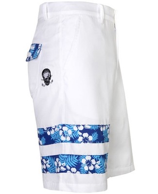 New Tattoo Golf Zuma Procool Men's Golf Shorts, White, Embroidered Skull
