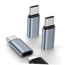 3 Pack Lightning to USB C Adapter Apple MFi Certified for iPhone Gray-3Pack