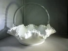 Vintage Fenton Silvercrest Milk Glass Large Ruffled Basket