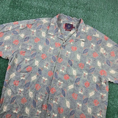 Byron Nelson Eleven Straight Mens XL Silk Tropical Hibiscus Button Down Shirt