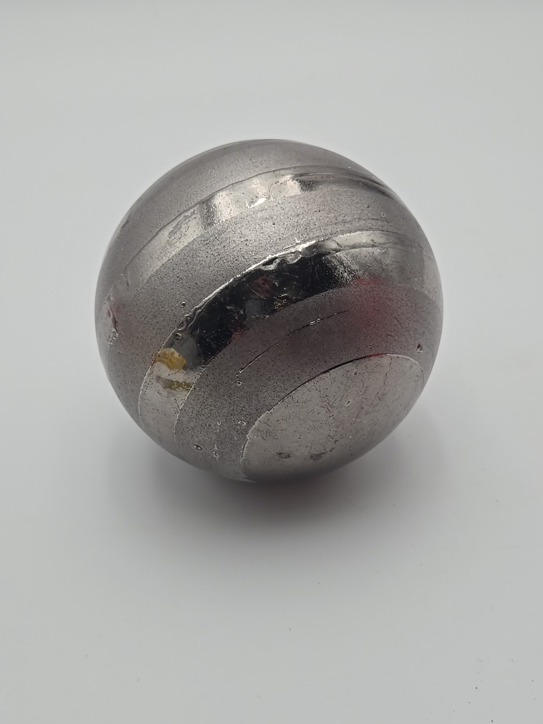 Silver Metal Looking Stripe Ball Orbs Vase Bowl Filler Decor 4" Modern